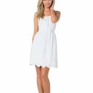 Lilly Pulitzer Antonia White Floral Fever Eyelet Adjustable Strap 4 Short Dress